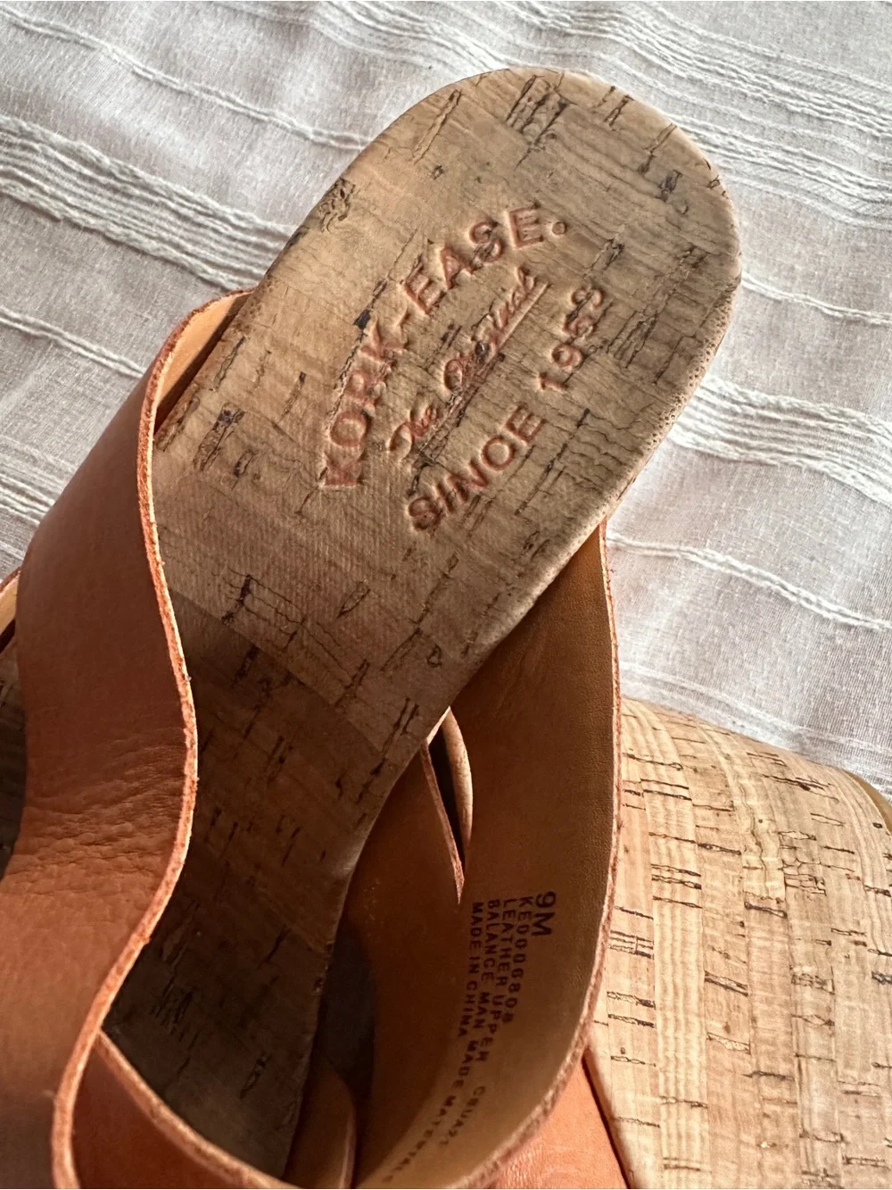 KORK-EASE Aria Tan Leather Crisscross Platform Wedge Sandals | 9